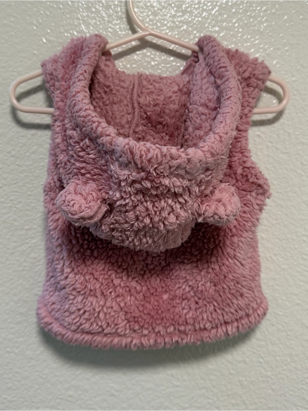 carter’s toddler girl pink zipper vest with teddy bear hood